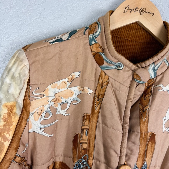 Hermès Vintage Reversible Fox Hunt Quilted Silk Corduroy Coat S - 1979, Jacket - Picture 13 of 16